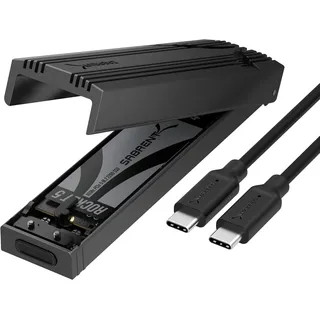 SABRENT NVMe Gehäuse USB 3.2 Type-C für M.2 SSDs 2230/2242/2260/2280, nur NVMe (Keine SATA), 10Gbps Gen 2, werkzeuglos, Aluminium-Kühlkörper, Type-A Adapter, Plug & Play (EC-PNVO)