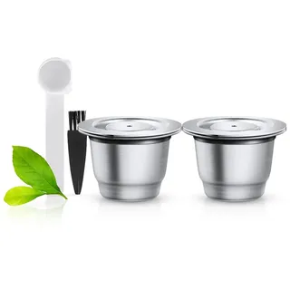 Wiederbefüllbare Nespresso Kaffeekapsel aus Edelstahl zum Nachfüllen - Wiederverwendbare Refill-Kapsel kapseln für Nespresso-Maschinen Espresso 2 Kapseln+2 Ersatz-O-Ringen aus Silikon