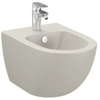 Vitra Sento Wand-Bidet 4338B020-1046 36,5x54cm, mit Überlauf, 1 Hahnloch mittig, taupe matt