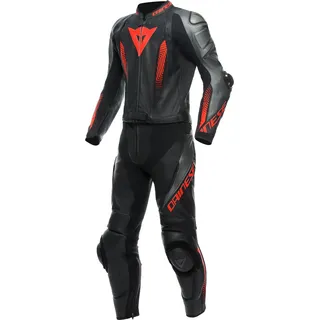 Dainese Laguna Seca 5, Lederkombi 2tlg. - Schwarz/Grau/Neon-Rot - 64