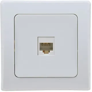 Delphi Telefon Dose LAN Netzwerk RJ45 Buchse für ISDN, Cat.5, Cat.6, Cat.7 inkl. Rahmen Unterputz weiß
