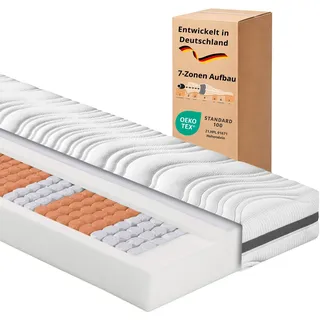 sleepling Federkernmatratze, Matratze 90x200 cm, 7-Zonen Taschenfederkernmatratze mit Kaltschaum Auflage, H3, Mattress 90 x 200 cm, 18 cm hoch, Oeko-TEX, Made in EU, Comfort 130