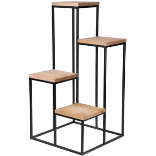 Spetebo Blumentreppe mit 4 Ablagen 67 x 34 cm Schwarz