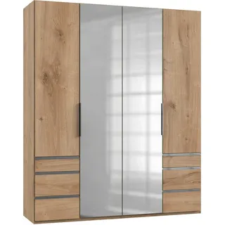 Level 200 x 236 x 58 cm Plankeneiche Nachbildung mit Spiegeltüren und Schubladen