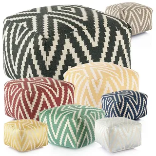 amagohome Kelim Sitzwürfel 50x50 H35cm Pouf Fußhocker Sitzhocker Bodenkissen Fußschemel : schwarz