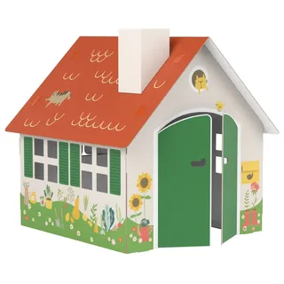 foldzilla Spielhaus XXL 1,2 x 1,15 x 1,13 m aus Pappe Pappspielhaus Karton Haus - Spielhaus Gartenhaus
