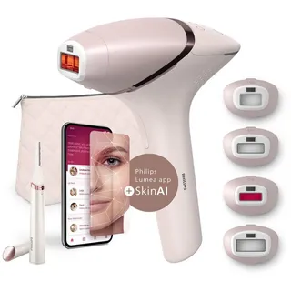 Philips IPL-Haarentferner Lumea Series 9900, 450.000 Lichtimpulse, 4 Aufsätze (Achseln, Bikinizone, Körper, Gesicht), 3 SkinAI Funktionen rosa