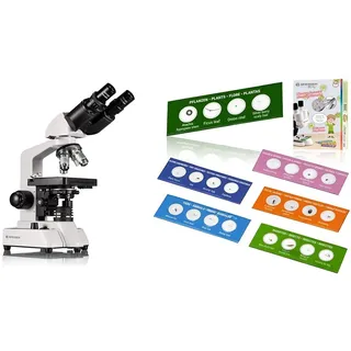 Bresser Bino 40x-1000x Vergrößerung für gehobene Ansprüche & Junior Mikroskop Experimentier-Set mit 24 Dauerpräparaten zu Tieren, Pflanzen, Insekten, Fasern und Pollen