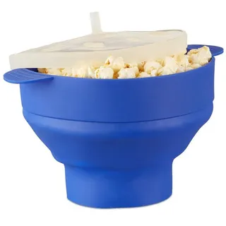 Relaxdays 2 x Popcorn Maker Silikon blau