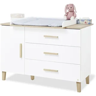 Pinolino Wickelkommode „Lumi” extrabreit, mit abnehmbarem Wickelaufsatz, 3 Schubkästen und 1 Tür, Self-Soft-Close, weiß