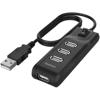 Hama USB-Hub 4 Ports USB 2.0 480 Mbit/s Ein-/Ausschalter