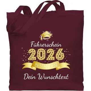 Baumwolltasche - Führerschein bestanden 2025 | Führerschein Bestanden Geschenk | Führerschein Geschenk | Bestandener Führerschein Geschenk - Unisize - Bordeauxrot - zum bestandenen - Einheitsgröße