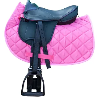 Kinder Sattel Set "My Little Pony" für Pony, Shetty, Holzpferd Komplett Set - Decke Pink/Sattel Schwarz