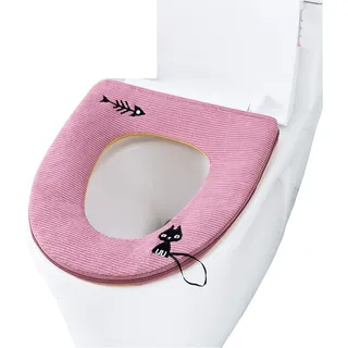 Abcsea 2 Stücke Toilettensitzabdeckung, WC Sitz Matte, Warme Toilettensitz, WC Sitzbezüge, Toilette Sitzbezug, WC-Sitz Cover, Maschinenwaschbar, Rot