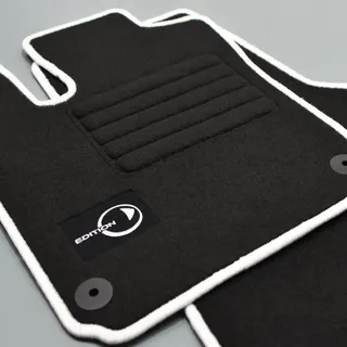 Mattenprofis Velours Logo Fußmatten kompatibel mit Smart Fortwo 453 Coupe und Cabrio (alle Modelle) ab Bj.07/2014 Weiss