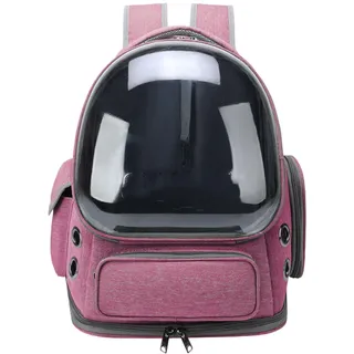 Katzenrucksack mit transparenter Kuppel, bis 7 kg | Atmungsaktive Tragetasche für Katzen & Kleine Hunde | Großer Innenraum für Reise, Wandern, Outdoor (42 cm Höhe) (E)