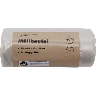Trendline Müllbeutel 20 L, transparent+Tragegriff, 30 Stück Müllbeutel