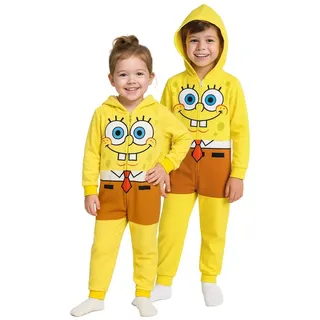 Spongebob Schwammkopf Jumpsuit mit Kapuze Overall Onesie Einteiler gelb | Gr.: 134/140