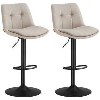 VASAGLE Barhocker Barstühle höhenverstellbar (Set, 2 St), Esszimmer, mit Rückenlehne und Fußstütze, drehbare Küchenhocker, Theke weiß 44 cm x 112 cm x 38 cm