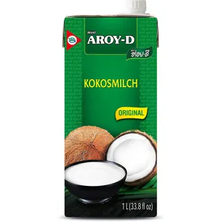 Aroy-D Kokosnussmilch – Kokosmilch zum Kochen und Backen – Ideal für Desserts, Suppen, Smoothies und Cocktails – 1 x 1 l