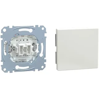 Schneider Electric Merten MEG3116-0000 & Merten 432119 Wippe Abdeckung Wechselschalter, Ausschalter, Kreuzschalter System M, 1 Smart, M-Plan, M-Creat, polarweiß glänzend