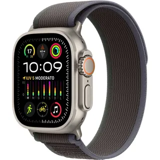 GPS + Cellular 49 mm Titangehäuse natur, Trail Loop blau/schwarz S/M