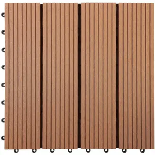 Floordirekt Terrassenfliese WPC Royal, Hellbraun, Holzwerkstoff, 30x30 cm, rutschfest, formstabil, UV-beständig, Gartenzubehör, Terrassen- & Balkonböden, Terrassenfliesen