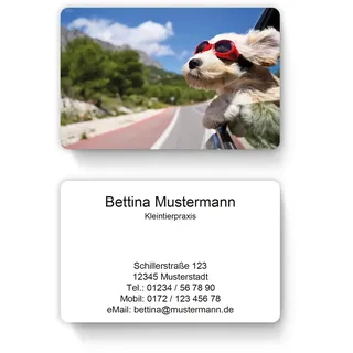 100 laminierte Visitenkarten bedruckt mit eigenem Foto Bild Motiv inkl. Kartenspender