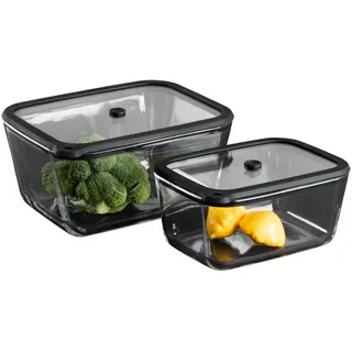 CHEF CUISINE Vakuum-Glasbehälter 2er Set weiß 1,35 l, 2,55 l