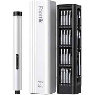 Fanttik E1 MAX Mini Elektro Schraubendreher Set, 50 in 1 Magnetische Präzisions- Kit, 2 Gänge Drehmoment, 5/32 Zoll Sechskant, Geeignet Reparatur für iPhone,Laptop, Brillen, Uhren - Weiß