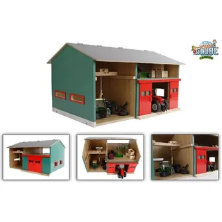 Kids Globe KidsGlobe Werkstatt mit Lagerraum 1:32 Dach aufklappbar Tore beweglich, 41x54x32