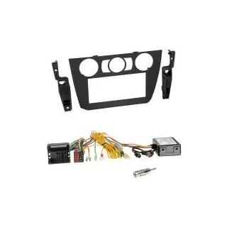 BMW 3er (E90/91/92/93) 2005 - 2013 Einbauset 2-DIN Radioblende schwarz + Quad...