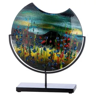 GILDE Dekovase DALI Vase - mehrfarbig - Glas - H. 37cm x T. 9cm x B. 32cm - Dekovase (1 Stück), Runde Glasvase - Flache Blumenvase für Tischdeko und Deko Vasen bunt