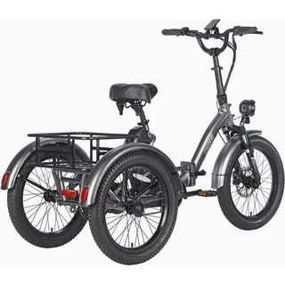 Fafrees Elektro Dreirad 20 Zoll Elektro Dreirad Fahrrad Klapprad Dreirad für Erwachsene Lastenfahrrad 48V 18,2AH Akku Bis 55-110KM, F20 Mate (Nur kleine Rückenkorb, Blau)