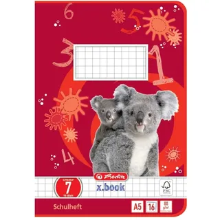 Herlitz Schulheft x.book Lineatur 7 kariert DIN A5 ohne Rand, 16 Blatt