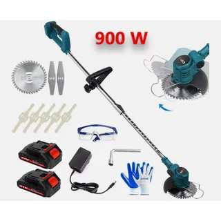 900W Rasentrimmer Trimmer Motorsense Akku Grasschneider Freischneider mit 2 Akuu