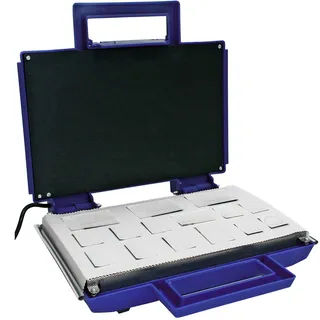 SAFE Elektrische Briefmarken-Trockenpresse mit Heizung und Gebläse | Elektrische SAFEpress mit Heizplatte, Umluftgebläse, Trockentuch und 18 x 28 cm Nutzfläche für abgelöste Briefmarken