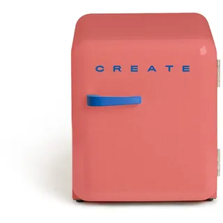 CREATE / RETRO FRIDGE 50 COBALT/Kühlschrank in Terrakotta, Griff Kobaltblau / 85W, Minibar, eine Regalfläche, Retro-Design, 50cm, zwei Ablagen, 48L Fassungsvermögen, energiesparend, 50x44x49,8cm