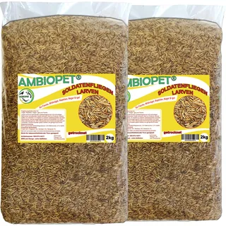Ambiopet Soldatenfliegenlarven (Hermetia) getrocknet im Beutel, Black Soldier Fly, Protein- und fettreiches Wildvogelfutter, reich an Calcium und Laurinsäure (4kg)