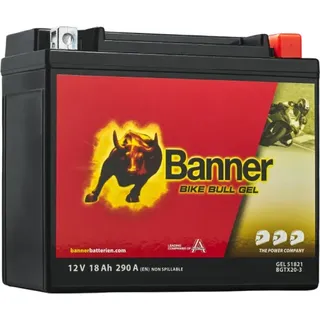 Banner BGTX20-3 Bike Bull GEL 51821 18Ah Motorradbatterie YTX20L-BS (DIN 82000)