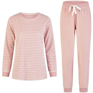 By Louise Schlafanzug by Louise Damen Frottee Pyjama Schlafanzug Nachtwäsche lang Rosa rosa XL