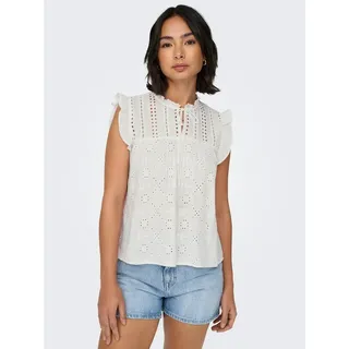 Only Blusenshirt ONLREVA LIFE S/L EMB TOP WVN NOOS Weiß XS