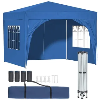 Thanaddo Faltpavillon 3 x 3 m inkl. 4 Seitenteile Blau