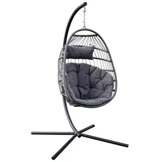 Lex XL Poly-Rattan Hängesessel Standfuß Hängekorb faltbar Hängestuhl Hängeschaukel