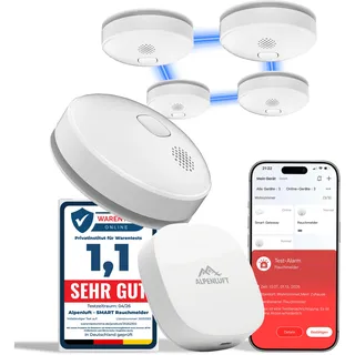SMART Rauchmelder funkvernetzt - mit Smartphone App - 5x + Gateway