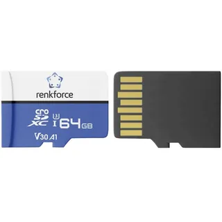 Renkforce RFmSD64 microSDXC-Karte 64 GB A1 Application Performance Class, v30 Video Speed Class inkl. SD-Adapter
