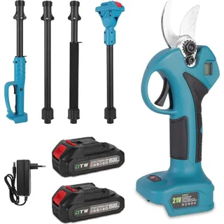 Elektrische Gartenschere mit Verlängerungsstange 12ft, 21V Akku-Astschere 2 x 1,5Ah Batterien, zum Beschneiden von B?umen und Obstbäumen