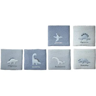 Vertbaudet Baby Bettumrandung/Polster für Laufgitter „Kleiner Dino“ Oeko-Tex blaugrau Bedruckt ONE Size