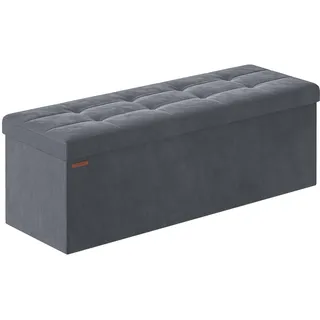 SONGMICS Sitzhocker mit Stauraum, klappbare Sitzbank, 38 x 110 x 38 cm Fußbank, Aufbewahrungsbox, bis 300 kg belastbar, für Wohnzimmer Schlafzimmer Flur, schiefergrau LSF277G01