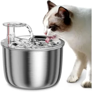 Katzen-trinkbrunnen, 2-liter-katzen-trinkbrunnen Aus Edelstahl, Superleise Pumpe, Katzen-wasserspender, Geeignet Für Katzen, Hunde Und Kleintiere